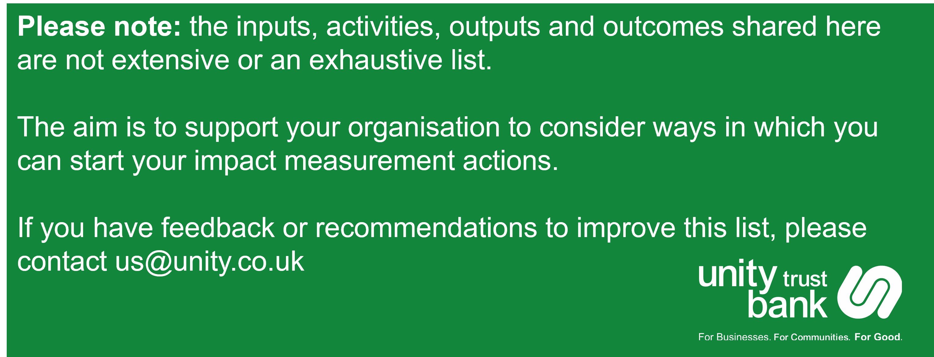 notice explaining the impact measures being illustrative to support users